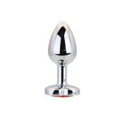 Toosh Heart Shaped Silver Butt Plug with Red Stone Small